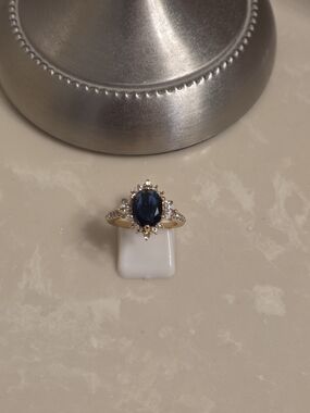 Gold CZ and Sapphire Ring Size 7